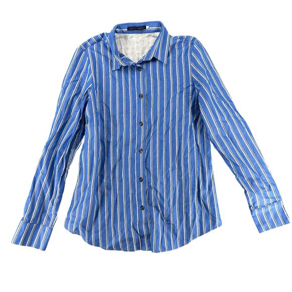 Harvey Faircloth Women's Button Down Boyfriend Shirt Striped Paisley Size 6 Boho - Picture 2 of 6